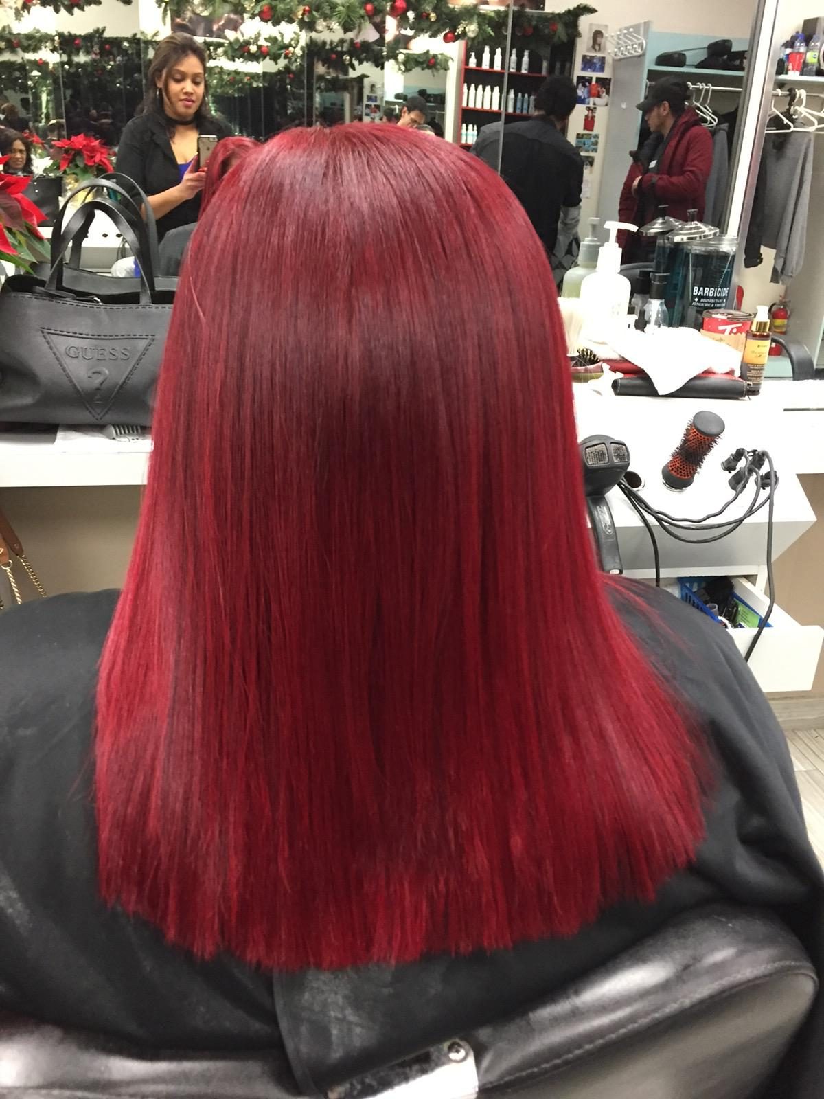 Vivid red hair colour